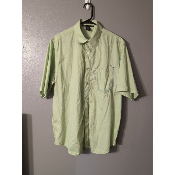 le jean de marithe francois girbaud Green Short Sleeve Button Shirt Size XL - Picture 1 of 6